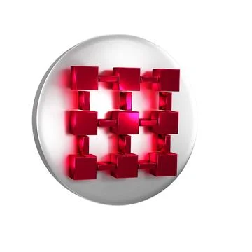 Red Blockchain technology icon isolated on transparent background. Cryptocu.. Stock Illustration