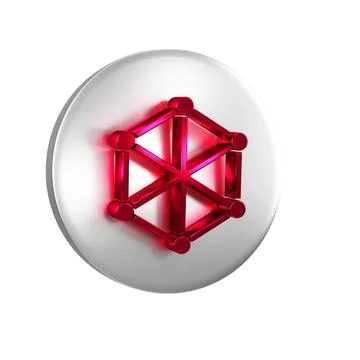 Red Blockchain technology icon isolated on transparent background. Cryptocu.. Stock-Illustration