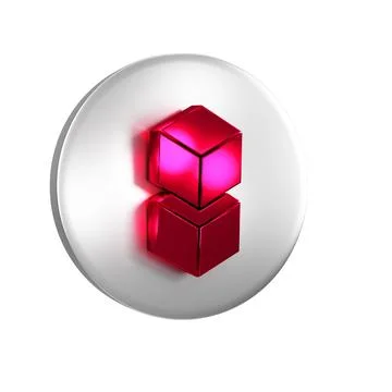 Red Blockchain technology icon isolated on transparent background. Cryptocu.. Stock Illustration