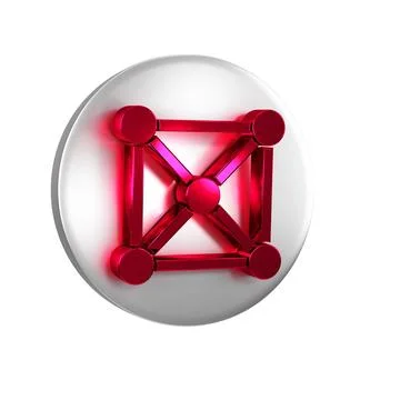 Red Blockchain technology icon isolated on transparent background. Cryptocu.. Stock Illustration