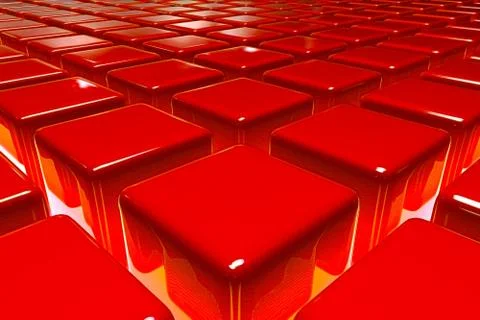 The red blocks. 3d rendering of the red glossy blocks. Stock Illustration