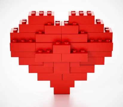 Red blocks forming a heart shape. 3D illustration Stock Illustration