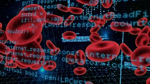 Red blood calls and program codes Stock Footage 107700032