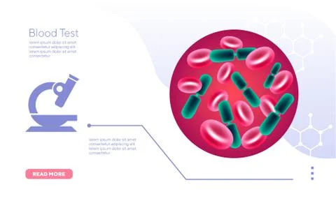 Red blood cell analysis microscope vector graphics Illustrazione stock