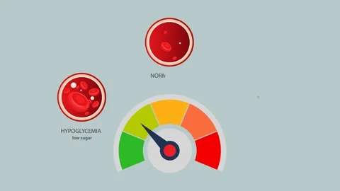 Red Blood Cell - Glucose Level - Hyperglycemia - Normal - hypoglycemia,  - An Stock Footage 331164845