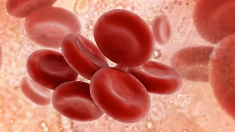 Red blood cell isolated on soft background. 3D illustration Stock Illustration