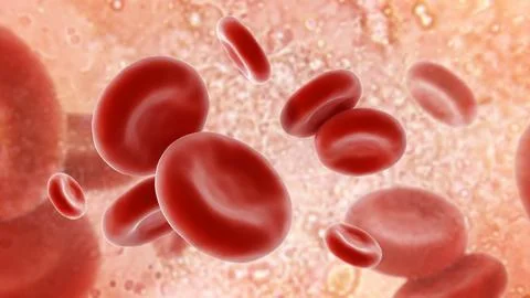 Red blood cell isolated on soft background. 3D illustration Stock Illustration