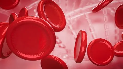 The Red Blood cell for Sci or medical concept 3d Rendering. 스톡 사진