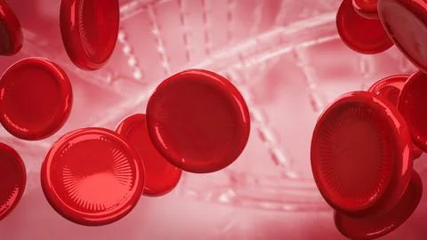 The Red Blood cell for Sci or medical concept 3d Rendering. 스톡 사진