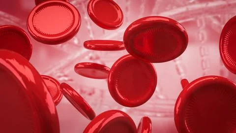 The Red Blood cell for Sci or medical concept 3d Rendering. 스톡 사진