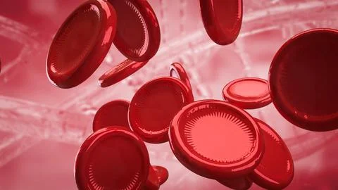 The Red Blood cell for Sci or medical concept 3d Rendering. Stock Photos