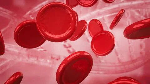 The Red Blood cell for Sci or medical concept 3d Rendering. 스톡 사진