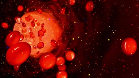 Red blood cells floating through blood and circulating in the vessels Medical Vídeos de archivo 334589044