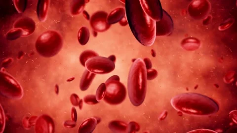 Red blood cells floating through blood and circulating in the vessels Medical Vídeo Stock 334589300