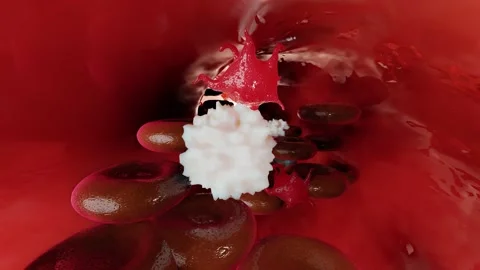 Red blood cells flow inside an artery, Healthy blood flow Stock Footage 150233621