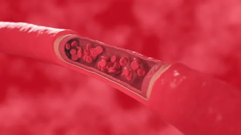 Red blood cells flow inside a healthy vessel, cross section artery view. Stock Footage 164960060