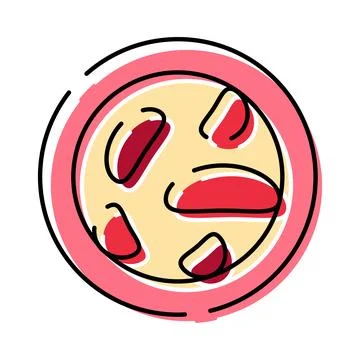 Red blood cells flowing inside blood vessel cross section Stock Illustration