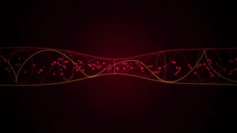 Red blood cells flowing through abstract narrow vessel with glowing dna str.. Stock Footage 345041220