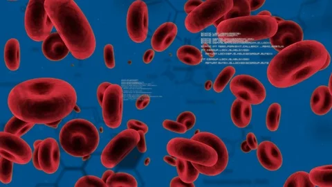 Red blood cells with program codes and chemical structures Stock Footage 109191158
