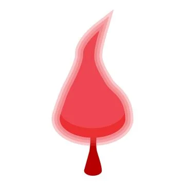 Red blood drop forming a flame shape representing burning pain Illustrazione stock