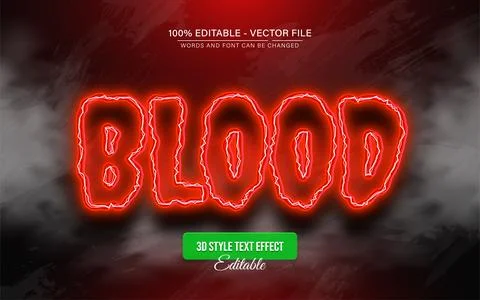 Red Blood glow text effect editable Stock Illustration