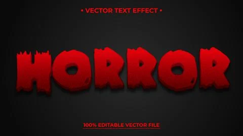 Red Blood Horror Vector Editable Text Effect Template Illustrazione stock