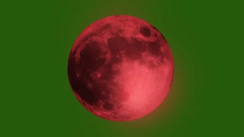 Red Blood Moon Lunar Eclipse on Green Background Stock Footage 316526298