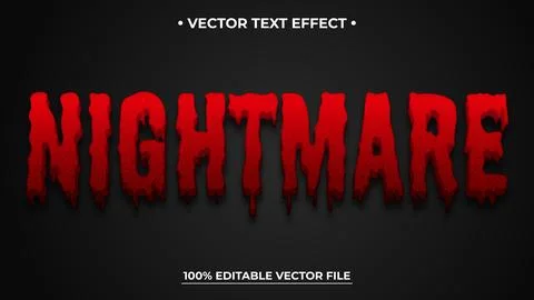 Red Blood Nightmare Vector Editable Text Effect Template Illustrazione stock