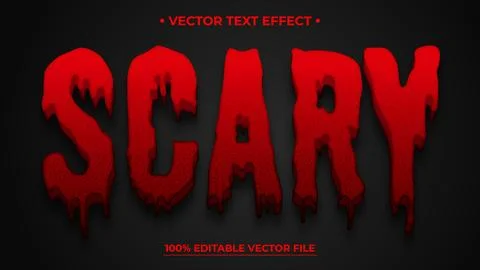 Red Blood Scary Vector Editable Text Effect Template Stock Illustration