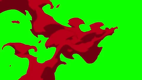 Red Blood Splatter Spread Animation Green Screen Video Effect Stock Footage 265148859