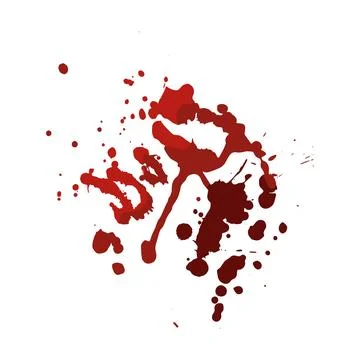 Red blood splatter texture dripping on white background Stock Illustration