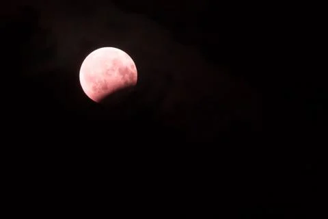 Red bloody lunar eclipse 2017. Red moon in the night sky over the city 스톡 일러스트