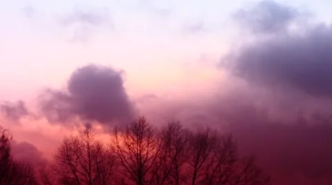 Red bloody sky at sunset quickly becomes dark. Stock Footage 46678748