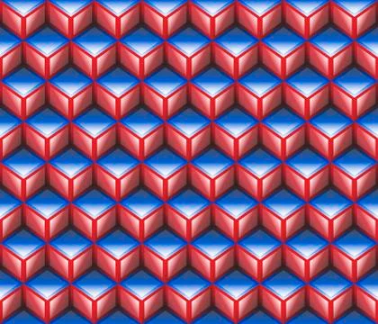 Red &amp; blue 3d cubes contour abstract geometrical seamless pattern background Stock Illustration