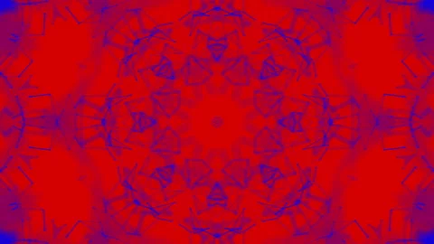 Red-blue abstract animated patterns kaleidoscope background. 3d render Stock Footage 101447517