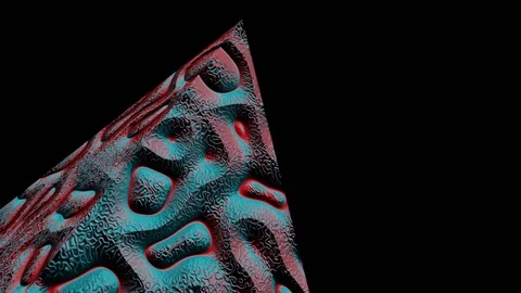 Red Blue Abstract Pyramid or Triangle Rotate on Black Background Stock Footage 129065157