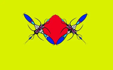Red &amp; Blue Abstract on Yellow Stock Illustration