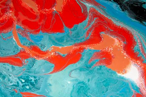 Red, blue and black pattern, swirl of acrylic color splashing Stock Illustration