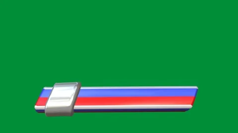 Red Blue and White Glossy 3D Parallelogram Lower Third Sliding Fast on Gree.. Vídeo Stock 337955182