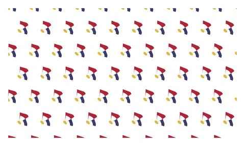 Red blue and yellow abstract shapes in repeating pattern, festive and playf.. Stock Illustration