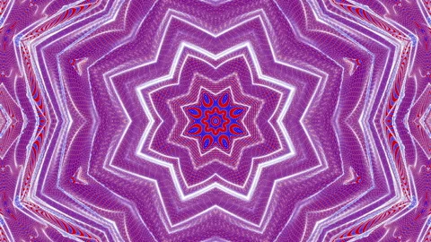 Red-blue animated patterns. abstract kaleidoscope background. 3d render Stock Footage 101555435