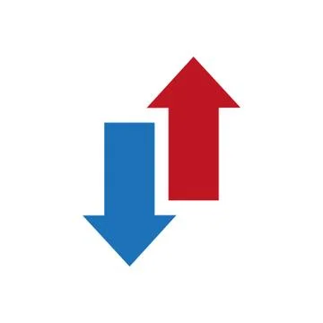 Red, blue arrow. arrow indicates the direction. icon. vector design Stock Illustration