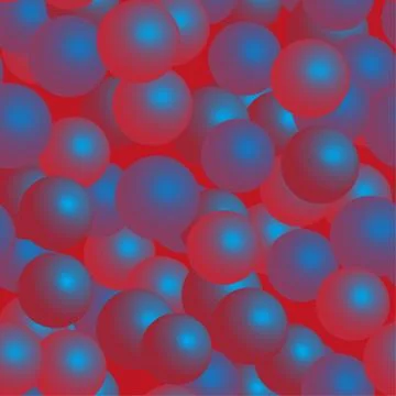 Red Blue Balls Seamless Pattern on Red Background Stock Illustration