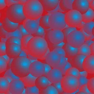 Red Blue Balls Seamless Pattern on Red Background Stock Illustration