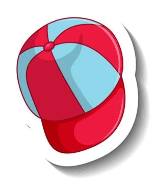 Red blue baseball cap in cartoon style Stock Illustration