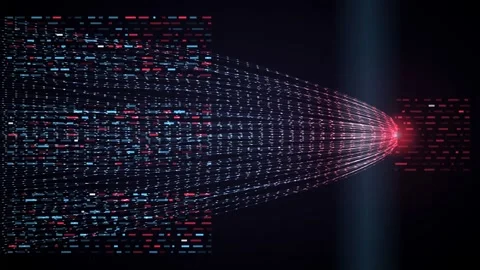Red blue big data compression funnel bitstream packets seamless loop 스톡 동영상 344659016