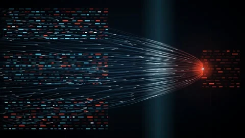 Red blue big data compression funnel fiber tracer seamless loop Stock Footage 344659323