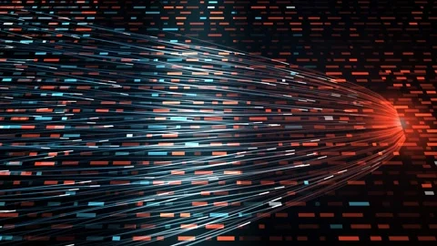 Red blue big data compression funnel light tracer tilted plane seamless loop Stock Footage 344659370