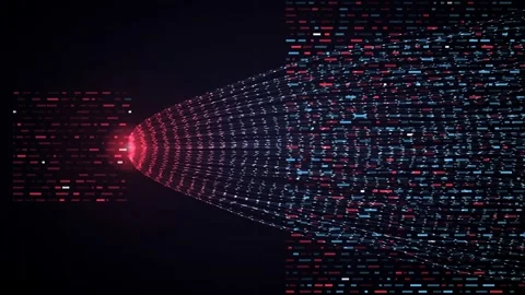 Red blue binary data expanding field bitstream packets seamless loop 動画素材 344659958