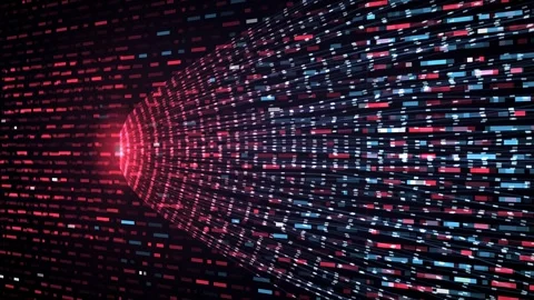 Red blue binary data expanding field bitstream vanishing point seamless loop Stock Footage 344659961